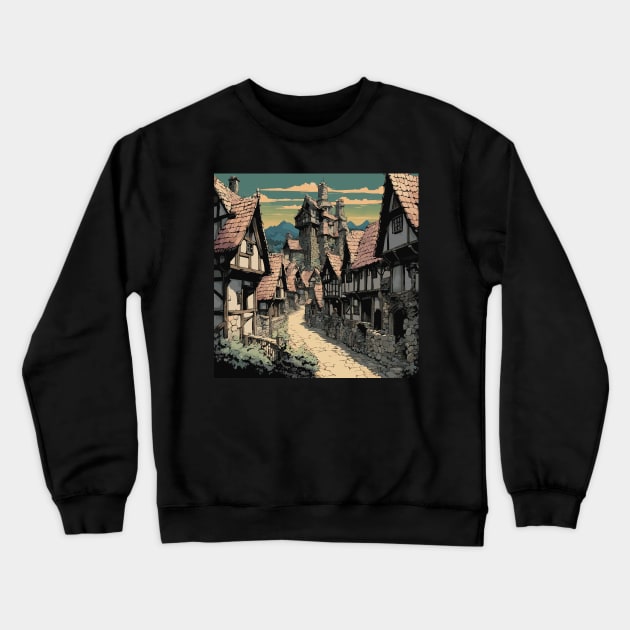 Medieval Village Crewneck Sweatshirt by Ray Crimson